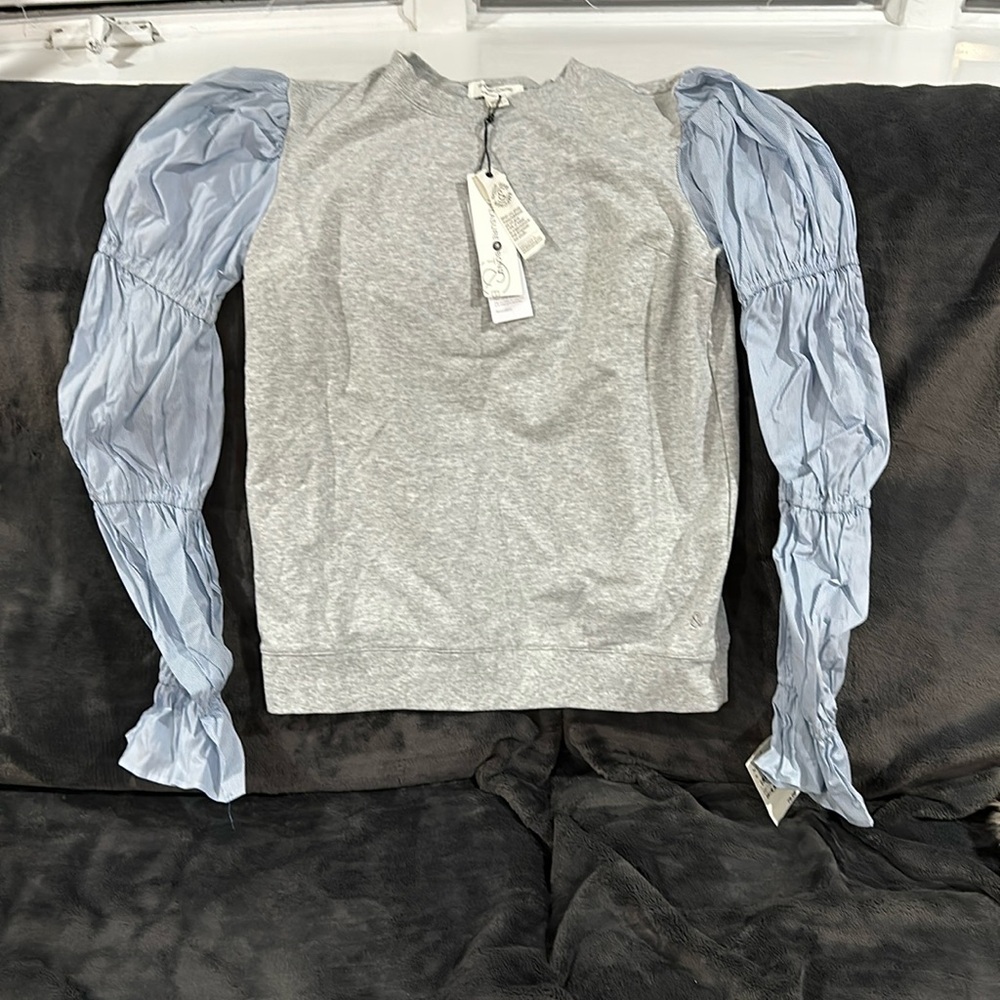 Treasure & Bond Something Navy Puff Sleeve Sweater NWT
